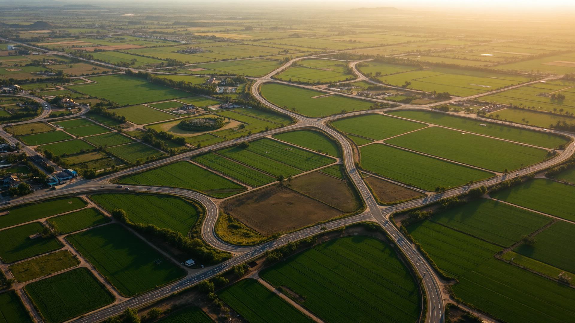 Aerial view of premium plotted land developments near Chevella